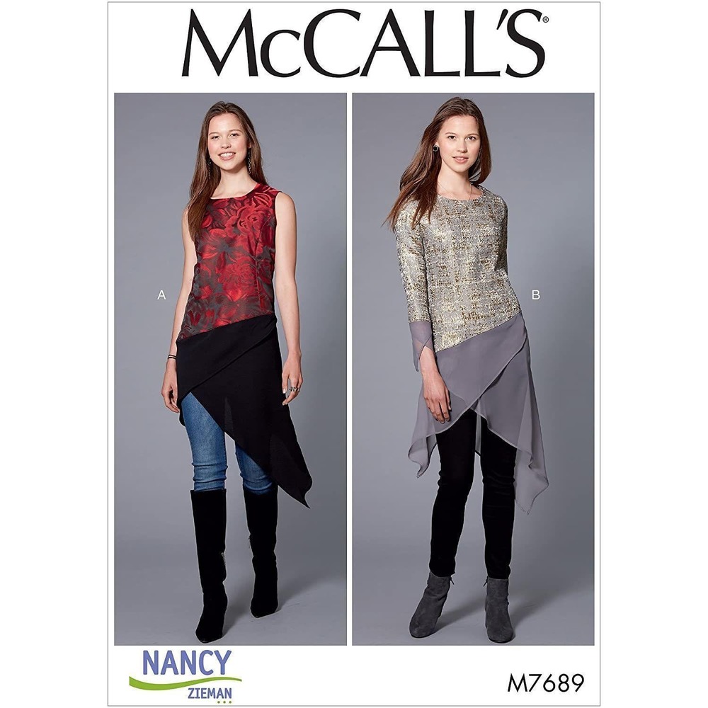 McCall's Sewing Pattern 7689 Misses 16-24 Tunic Tops Asymmetrical Hem